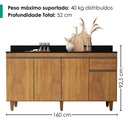 Ver imagem 3 de Balcao com Tampo 4 Portas 1 Gaveta 160 cm Grecia Cedro Rudk