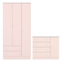 Ver imagem 1 de Quarto de Bebê Doce Sonho com Roupeiro 2617 e Cômoda Sapateira 2561 Qmovi Rosa Acetinado