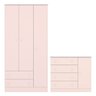 Quarto de Bebê Doce Sonho com Roupeiro 2617 e Cômoda Sapateira 2561 Qmovi Rosa Acetinado - 1