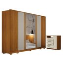 Ver imagem 1 de Guarda Roupa Casal Evo 6 Portas com Espelho Cinamomo e Off-white com Cômoda Diamante 4 Gavetas 1 por
