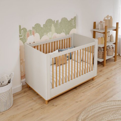 Berço Cupcake 100% MDF Off White/Nature - Permobili