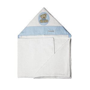Toalha de Banho Aveludada Urso Bolacha Azul