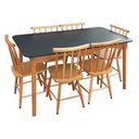 Ver imagem 4 de Jogo de Jantar Colonial Brisa Mesa 137x80 Cm 06 Cadeiras Top:mel Tampo Preto