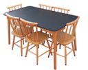 Ver imagem 2 de Jogo de Jantar Colonial Brisa Mesa 137x80 Cm 06 Cadeiras Top:mel Tampo Preto