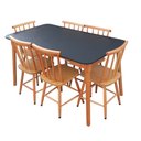 Ver imagem 2 de Jogo de Jantar Colonial Brisa Mesa 137x80 Cm 06 Cadeiras Top:mel Tampo Preto