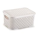 Ver imagem 1 de Cesto Caixa Organizadora Rattan de Plástico Resistente Pp com Tampa Capacidade 2 Litros:branco