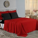 Ver imagem 1 de Jogo de Cama Casal Viúva Nobre 4 Peças Malha 100% Algodão - Vermelho / Preto