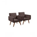 Ver imagem 1 de Kit 2 Poltronas 1 Lugar Braço Anabelle Unidecor Marrom