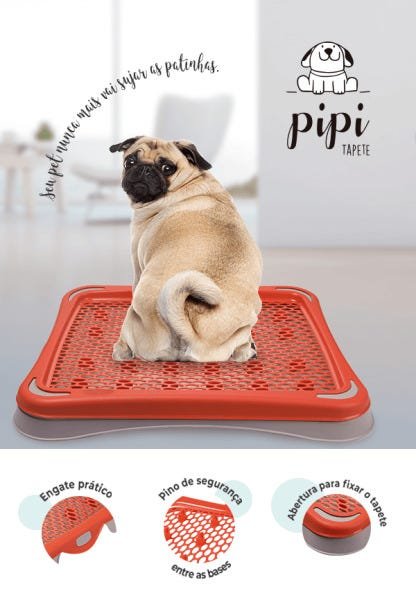 Banheiro para Cães Suporte para Tapete Higiênico - Pipi Tapete - Plast Pet - Rosa - 3