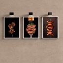 Ver imagem 2 de Kit 3 Quadros Decorativos Fotografias Churrasco 24x18cm - com Vidro:madeira Branca