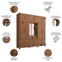 Ver imagem 3 de Guarda Roupa Capelinha 13 Portas 7 Gavetas com Espelho Tóquio Jatobá S01 - Mpozenato