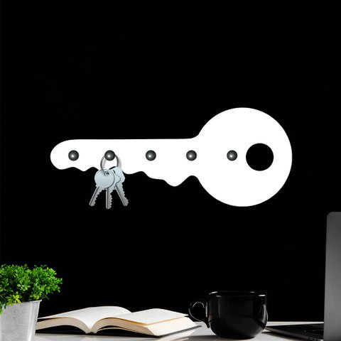 Porta Chaves de Parede 6mm Chave Decorativo em MDF:BRANCO