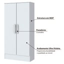 Ver imagem 2 de Armário Multiuso 2 Portas 3 Prateleiras Internas B14 Briz - Branco