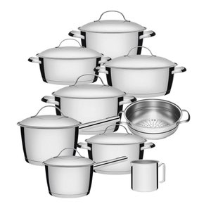 Jogo de Panelas 9 Peças Allegra com Cozi-vapore e Fervedor em Aço Inox Fundo Triplo Tramontina