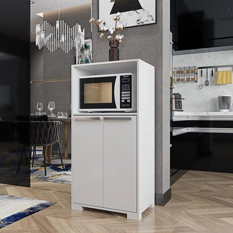 Armário Balcão Microondas 2 Portas Myanmar Branco Bela Casa