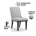 Ver imagem 5 de Cadeira Sala de Jantar Base Madeira Preto Kit 2 Sofia Suede Cinza D03 - D'Rossi