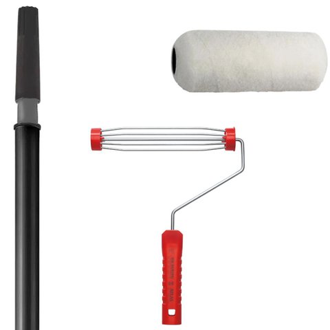 Rolo Pele de Carneiro 23cm + Suporte Garfo 23cm + Cabo Extensor Prolongador 1,28m