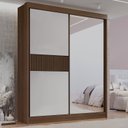 Ver imagem 1 de Guarda-Roupa Casal 2 Portas 3 Gavetas com Espelho 100% MDF Grécia Marrom/Castanho/Off White Ripado