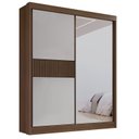 Ver imagem 3 de Guarda-Roupa Casal 2 Portas 3 Gavetas com Espelho 100% MDF Grécia Marrom/Castanho/Off White Ripado