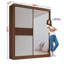 Ver imagem 4 de Guarda-Roupa Casal 2 Portas 3 Gavetas com Espelho 100% MDF Grécia Marrom/Castanho/Off White Ripado