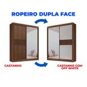Ver imagem 7 de Guarda-Roupa Casal 2 Portas 3 Gavetas com Espelho 100% MDF Grécia Marrom/Castanho/Off White Ripado