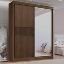 Ver mais imagens de Guarda-Roupa Casal 2 Portas 3 Gavetas com Espelho 100% MDF Grécia Marrom/Castanho/Off White Ripado