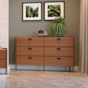 Ver imagem 1 de Cômoda 6 Gavetas C/ Puxador Orgânico e Pés em Metal 100% Mdf Cor:itaúba Âmbar com Reali