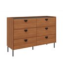 Ver imagem 2 de Cômoda 6 Gavetas C/ Puxador Orgânico e Pés em Metal 100% Mdf Cor:itaúba Âmbar com Reali