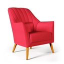 Ver imagem 2 de Kit 2 Poltronas Orion Bordada com Puff Solar Suede Vermelho Aradecor