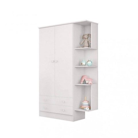Guarda-roupa Infantil com Nichos Doce Sonho 2 Portas 2 Gavetas Branco Qmovi 1395 106