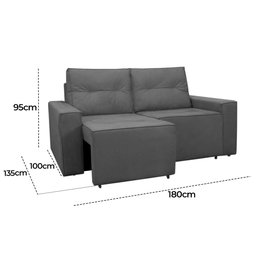 Sofá Retrátil Polo 1,80m Confortavel para Sala Suede Herrero:cinza - 2