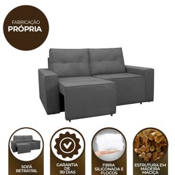 Sofá Retrátil Polo 1,80m Confortavel para Sala Suede Herrero:cinza - 3