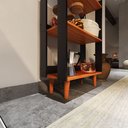 Ver imagem 5 de Balcão de Cozinha com 1 Prateleira Pés em Formato Palito de Madeira Maciça - Preto com Nature
