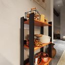 Ver imagem 3 de Balcão de Cozinha com 1 Prateleira Pés em Formato Palito de Madeira Maciça - Preto com Nature