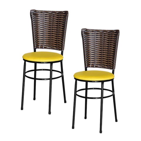 2 Cadeiras para Mesa Preta Hawai Avelã Cor:amarelo