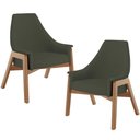 Ver imagem 1 de Kit 02 Poltronas Decorativa Sakura L02 Linho Verde Musgo - Lyam Decor