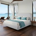Ver imagem 4 de Cama Casal Flutuante com Cabeceira 140cm Aura W01 Linho Cinza - Lyam Decor