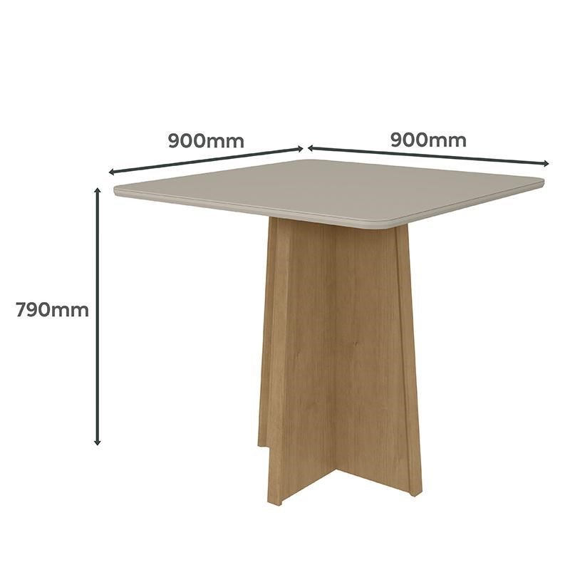 Mesa De Jantar Celebrare 90x90 E 4 Cadeiras Athenas Amêndoa Off White 