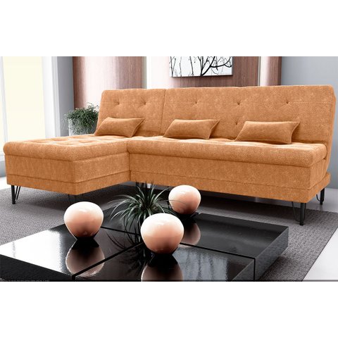 Sofá Cama Chaise Versátil 3 Lugares Boucle:boucle Mostarda