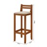 Conjunto 2 Banquetas em Madeira Maciça Ibiza Balcão 98 Cm com Encosto - Malbec Assento Off White - 4