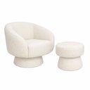 Ver imagem 1 de Kit Poltrona Giratória Solis com Puff Bouclé Off White - Sallar Home