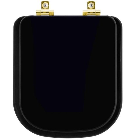 Assento Sanitário Soft Close Axis Ébano (preto) para Vaso Deca com Ferragem Dourada
