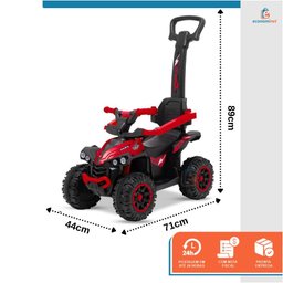 Mini Quadriciclo Infantil Passeio com Empurrador Luz e Som Vermelho - 2