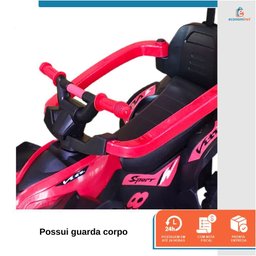Mini Quadriciclo Infantil Passeio com Empurrador Luz e Som Vermelho - 3