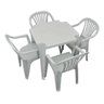 Conjunto de Mesa com Cadeiras Poltrona Plástico 4 Jogos Brancos - 1