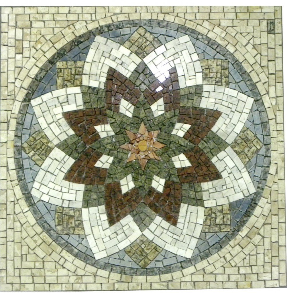 Mandala Indiana Piso Mosaico Estrela do Oriente 120cm