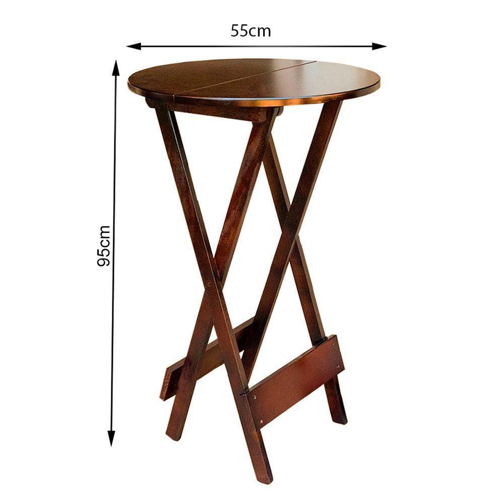 Jogo Dobravel Redondo 55Cm Com 2 Cadeiras Imbuia Estofado Marrom - 3