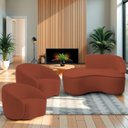 Ver imagem 1 de Kit Divã Recamier Orgânico Marrocos 150cm Lado Esquerdo e 2 Poltronas Amore Bouclé