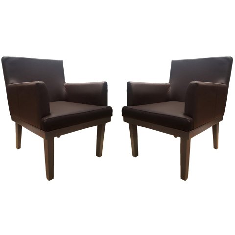Kit 2 Poltronas Decorativa Vitória Couro Marrom Pés Madeira Mz Decor