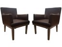 Ver imagem 1 de Kit 2 Poltronas Decorativa Vitória Couro Marrom Pés Madeira Mz Decor